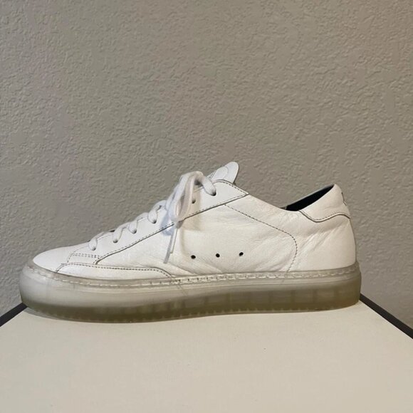 P448 John White Leather Low Top Casual Sneaker Women's 39 EU/9 US Made In Italy - Picture 5 of 11